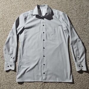 OLYMP Luxor‎ Shirt Mens 40 Gray Striped 24/Seven Dynamic Flex Modern Fit